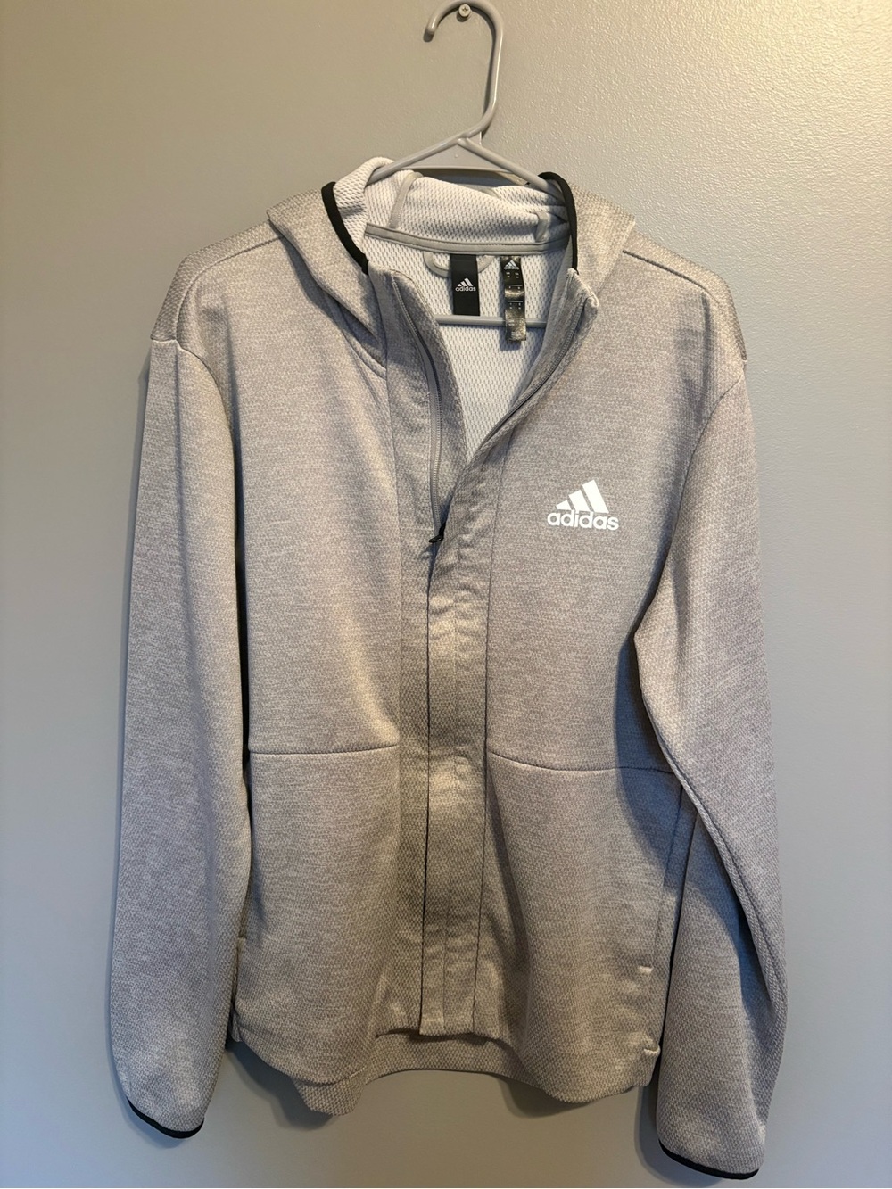 adidas Light Gray Zip Up with White Logo